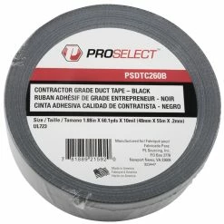 PROSELECT® 2 in. x 60 yd. Plastic Rubber Duct Tape Premium Grade in Black