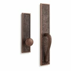 Signature Hardware Traeger 3-1/4 in. Knob Handle Dummy Entrance Door Set in Antique Brass