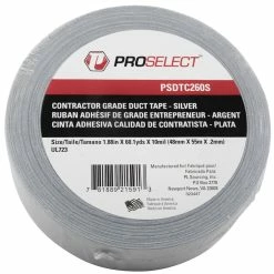 PROSELECT® 2 in. x 60 yd. Plastic Rubber Duct Tape Premium Grade in Silver