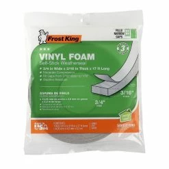 Thermwell Products 17 ft. x 3/4 in. Vinyl Foam Tape in Grey